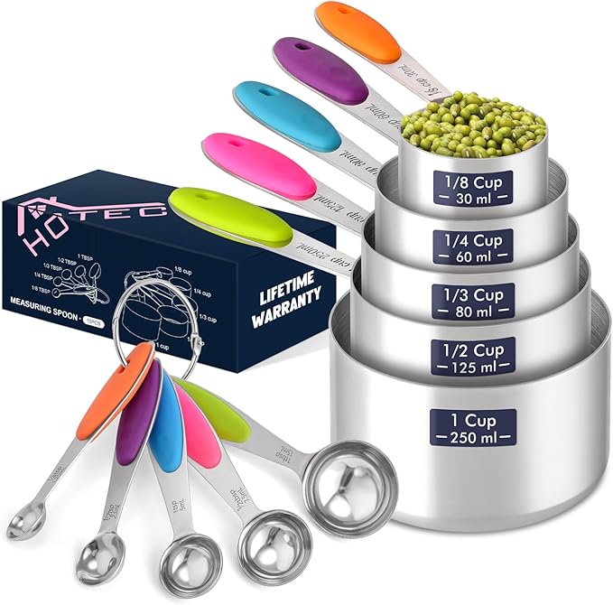 HOTEC 10-Pack Measuring Cups &Spoons Set, Kitchen Gadagets Cooking Baking by Hotec