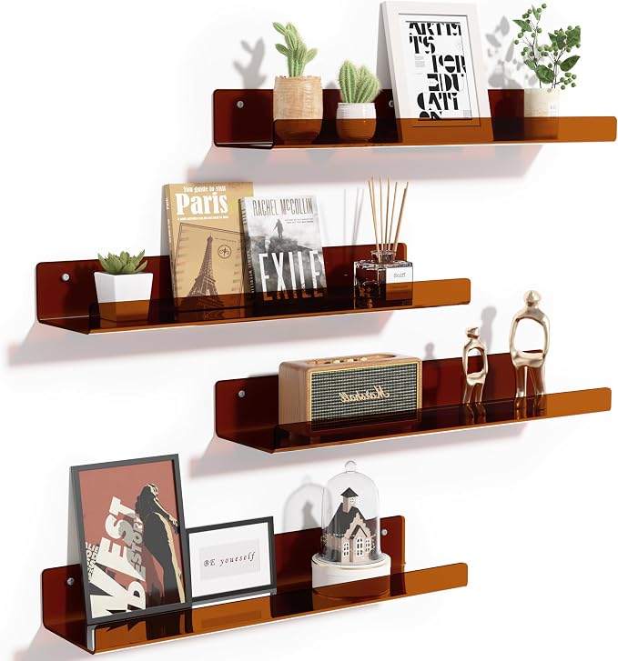 upsimples Acrylic Shelves for Wall Decor, Living Room, Floating Bookshelves for - Image 4