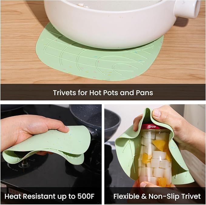 4 Pieces Oven Mitts and Pot Holders of Macaron Color Thickened Non-Slip - Image 3