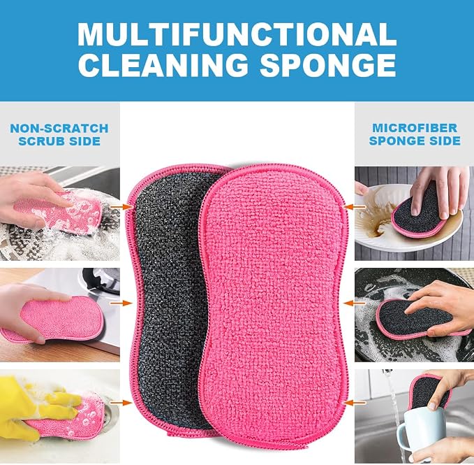 HOMEXCEL 12 Pack Multi-Purpose Scrub Sponges Kitchen Dish Sponge Non-Scratch - Image 4