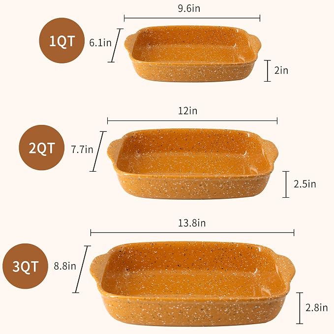 Ceramic Baking Dish Set of 3, Casserole - Image 2