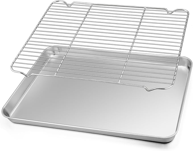 TeamFar Baking Sheet with Rack Set, Stainless Steel Baking Pan Cookie Sheet by TeamFar