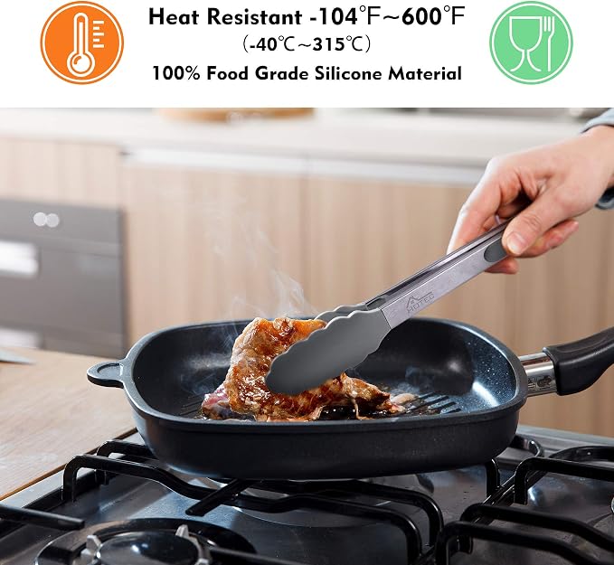HOTEC Premium Stainless Steel Locking Kitchen Tongs - Image 2