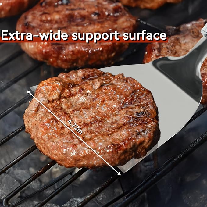 Professional Wide Turner 9.5 Inch Stainless Steel Spatula - Image 4
