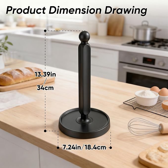 theaoo Paper Towel Holder Countertop, One-Handed Tear Paper Towel Stand - Image 7