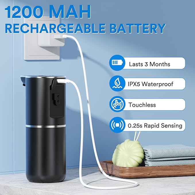 Automatic Foaming Soap Dispenser Touchless, Rechargeable Electric Hand ＆ Dish - Image 6
