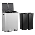 SUPER DEAL Kitchen Trash Can 16 Gallon 60L Dual Stainless Steel Garbage and by Superdeal