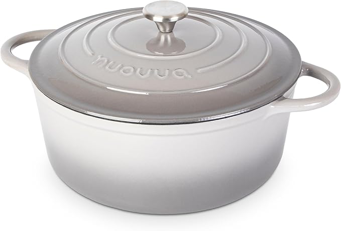 Cast Iron Dutch Oven with Lid – Non-Stick Ovenproof Enamelled Casserole Pot – by Nuovva