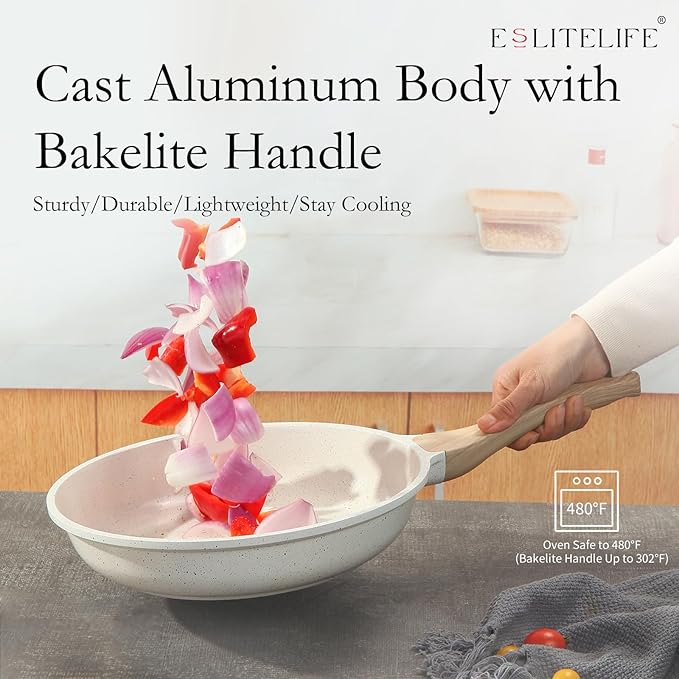ESLITE LIFE Nonstick Ceramic Frying Pans Skillets Set - Image 5