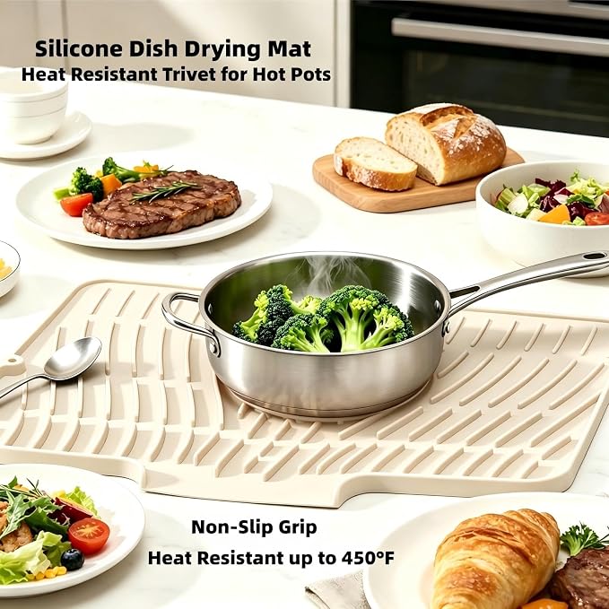 Silicone Dish Drying Mat for Kitchen Counter Sink, Non-Slip dish drying Pad - Image 4