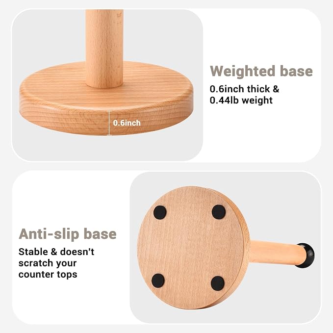 Paper Towel Holder, Wooden Kitchen Roll Stand - Image 4