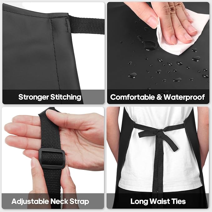 Gotega Waterproof Rubber Vinyl Apron Adjustable Dishwasher Apron - Image 7