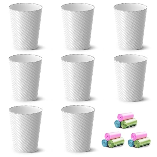 Lysam Bathroom Trash Can, 8 Pack 1.8 Gallons Small Trash Can by Lysam