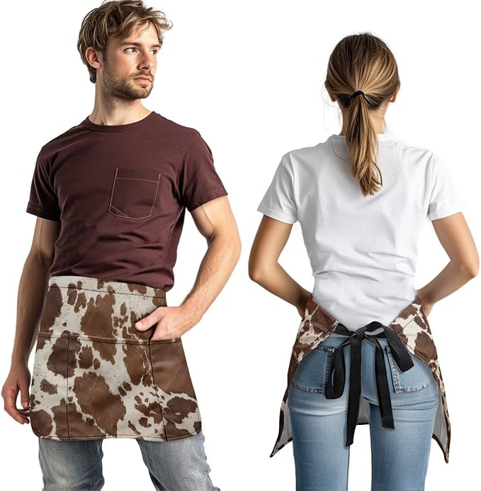 Server Apron with 3 Pockets, Waterproof Oil Waitress Waiter Half Apron - Image 3