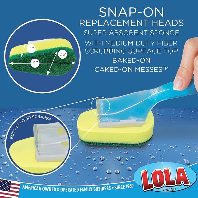 LOLA Soap Dispenser Dish Wand Sponge Head Refills, 12 Pack, Super Absorbent - Image 6