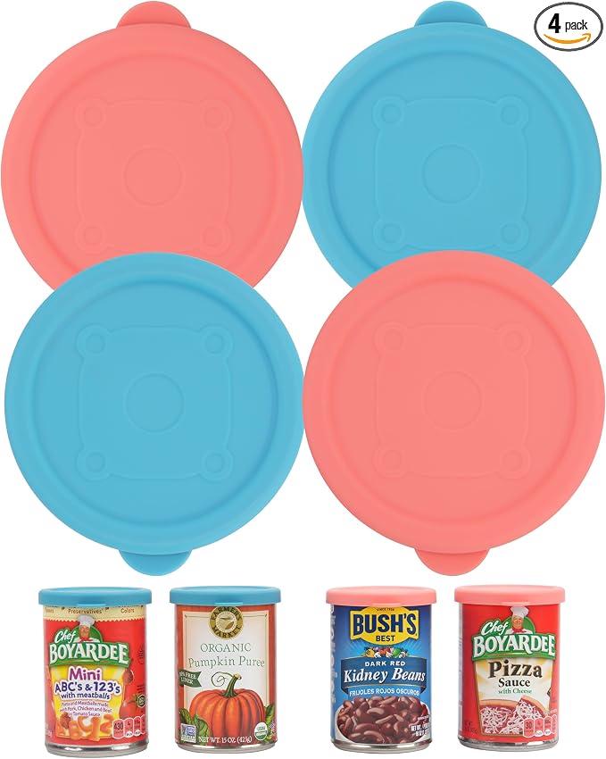 4PCs 3-inch/7.5cm Silicone Can Lids by Purekra