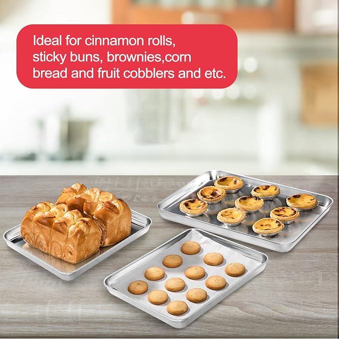 Baking Sheet, Stainless Steel Cookie Sheet Baking Pan Tray - Image 7
