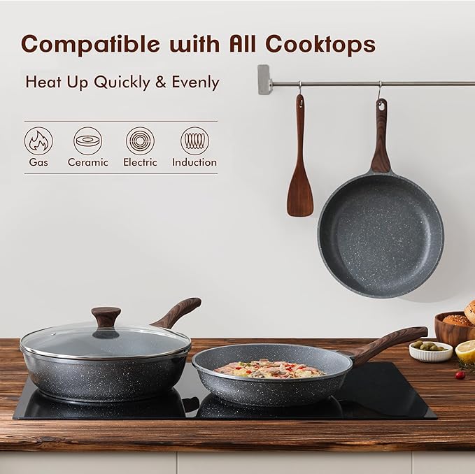 SENSARTE Nonstick Frying Pan Skillet, Swiss Granite Coating Omelette Pan - Image 3