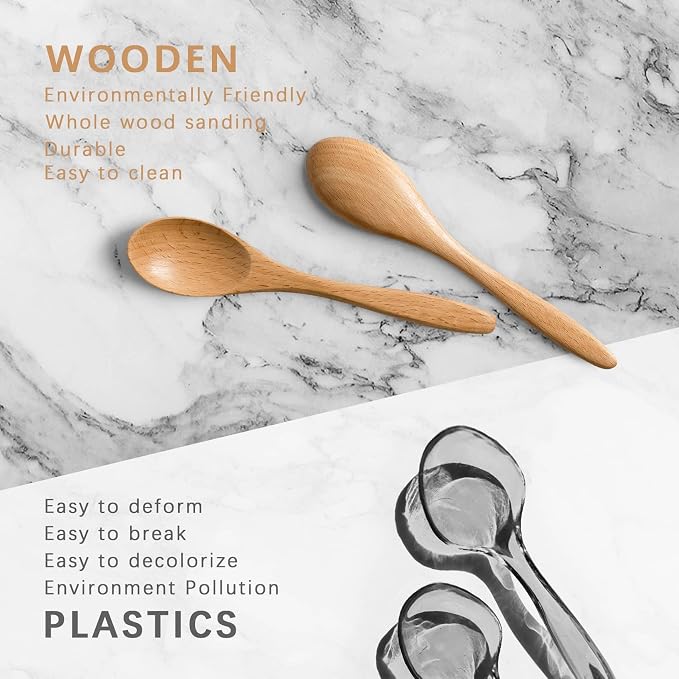 2 PCS Small Wooden Spoons, 5.8 Inch Honey Spoons - Image 3