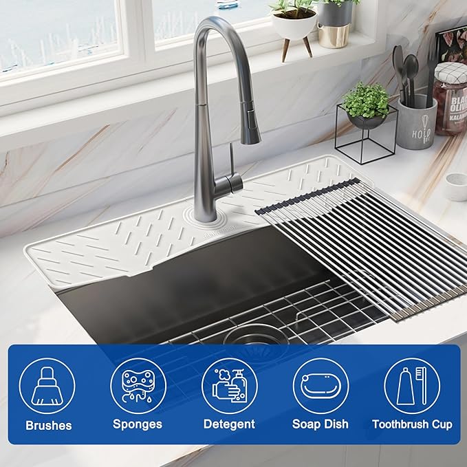 Faucet Mat for Kitchen Sink – 24” x 5.1” Extra-Long Silicone Splash Guard - Image 4