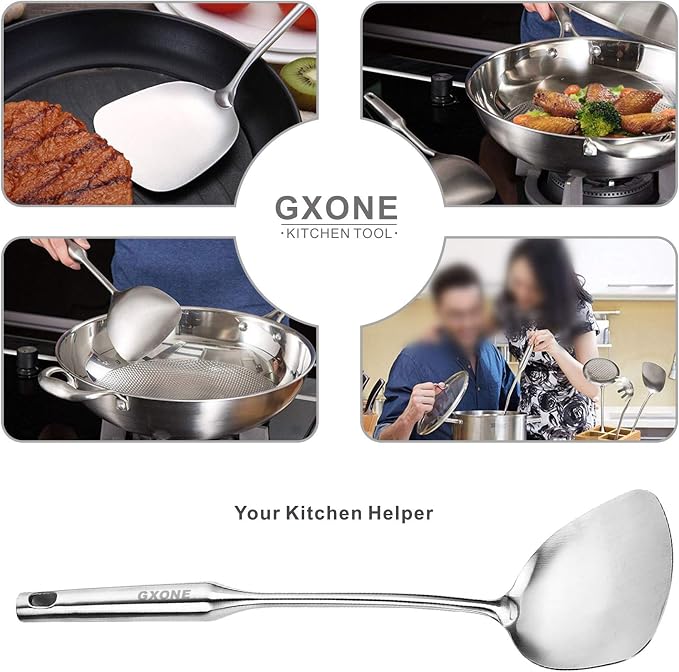 Wok Spatula Stainless Steel, Wide Metal Spatula - Image 4