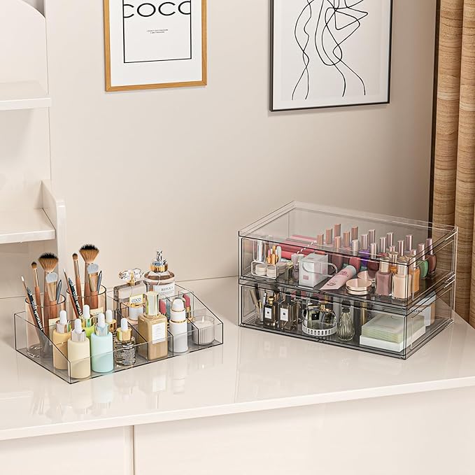 Clear Stackable Makeup Organizer - Image 4