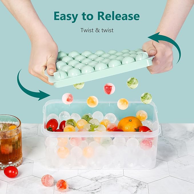 Optish Ice Cube Tray with Lid and Bin, 3 Pack Ice Trays - Image 3