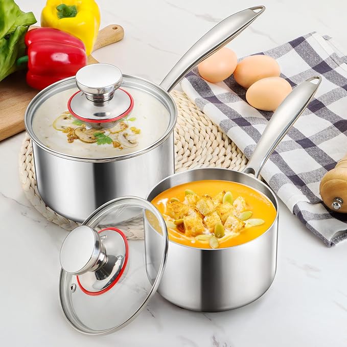 E-far Stainless Steel Saucepan Set - 1Qt & 2 Qt - Image 5