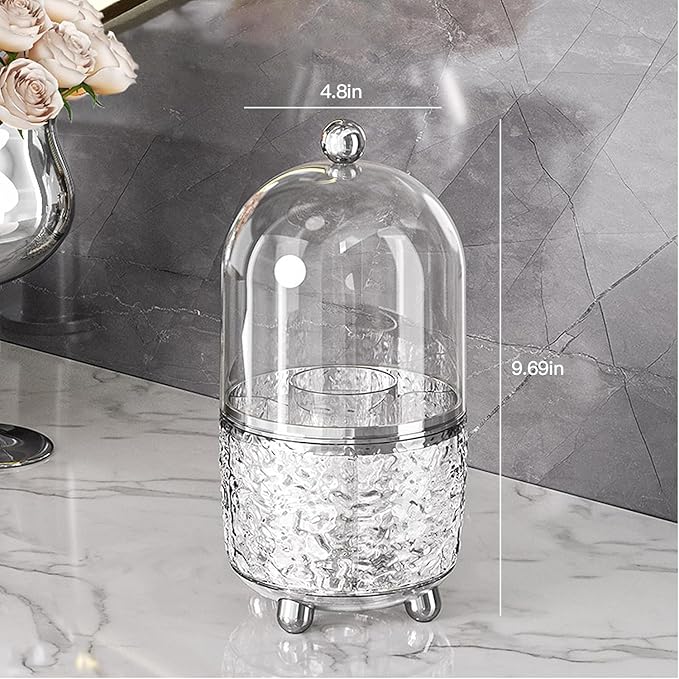Makeup Brush Holder with Lid, 360° Rotating Cosmetic Tools Organizer with Cover - Image 7