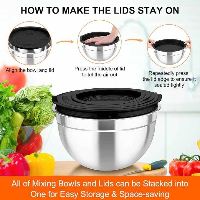 TeamFar Mixing Bowls with Airtight Lids, - Image 8