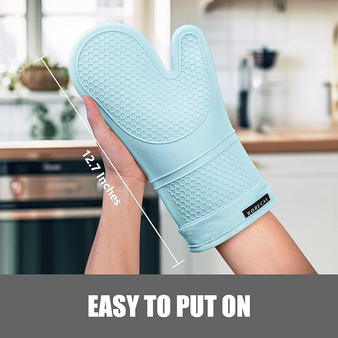 Rorecay 6pcs Oven Mitts and Pot Holders Sets, Extra Long Silicone Oven Gloves - Image 2