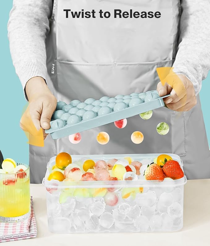 Ice Cube Trays with Lid and Bin, 1.0 IN Small Round Ice Cube Mold - Image 6