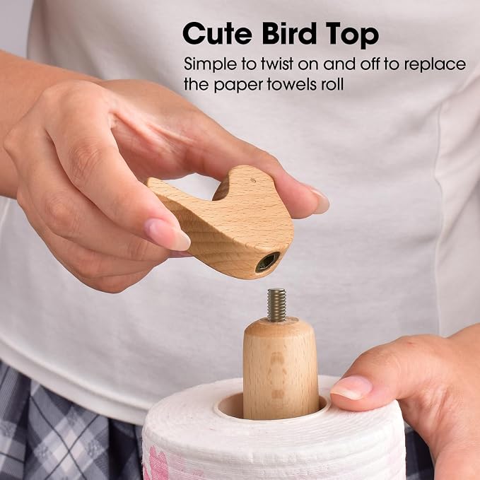 KitchLife Cute Wooden Paper Towel Holder Countertop - Image 4