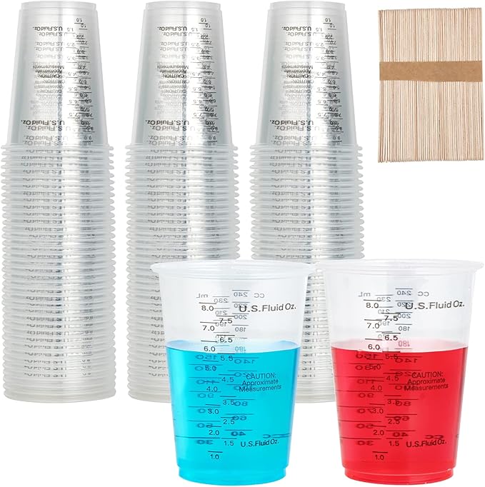 200 PACK Plastic Measuring Cups, 8 oz Disposable Mixing Cups by Lilymicky
