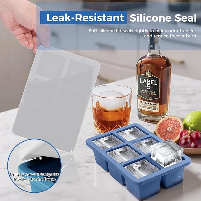 mossime Silicone Ice Cube Tray: 4pack Square Whiskey Large Ice Cube Molds - Image 9