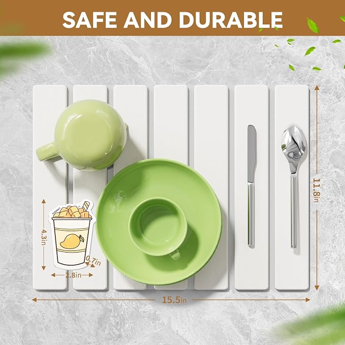 Stone Dish Drying Mat for Kitchen Counter, 15.5''x11.8'' Foldable Quick Dry - Image 6
