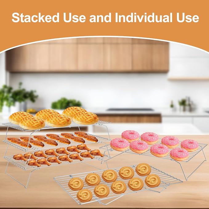 Cooling Rack for Baking 3 Tiers, Stainless Steel Baking Cooking Cooling Racks - Image 7