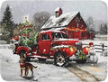 Christmas Red Truck Dish Drying Mat by Aytipun