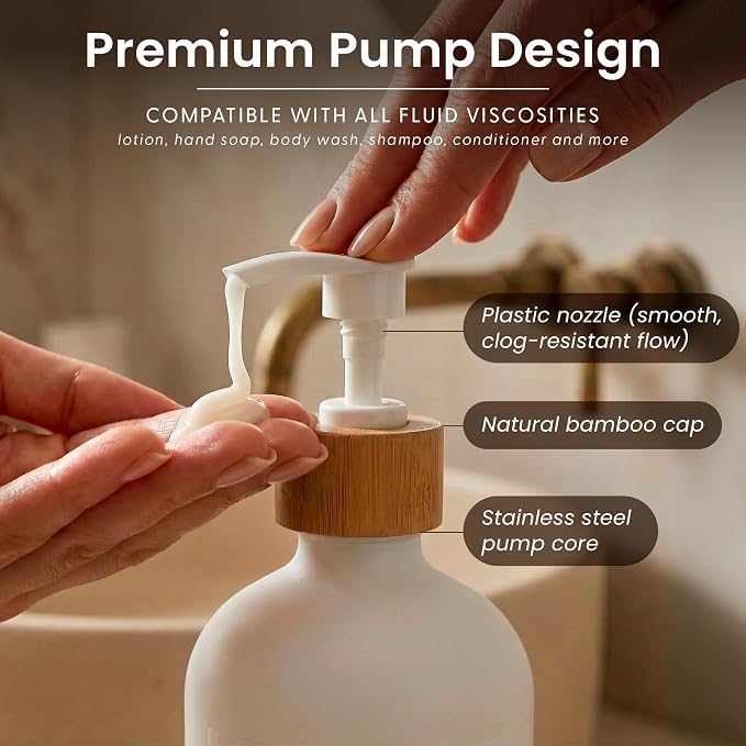 MaisoNovo Glass Soap Dispenser Bathroom Set of 2-16.9 oz Bathroom Soap - Image 5