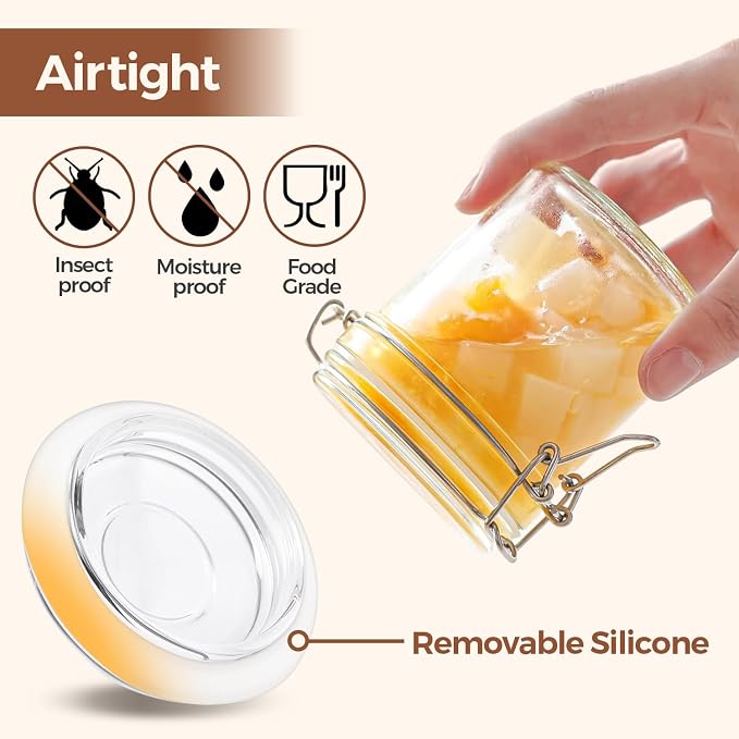 ComSaf 8oz Glass Jars with Airtight Lids, Cylindrical Jelly & Spice Jars - Image 4