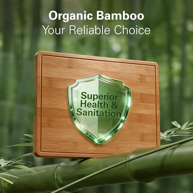 Zarler Bamboo Cutting Boards for Kitchen, Durable Wood Cutting Board - Image 3
