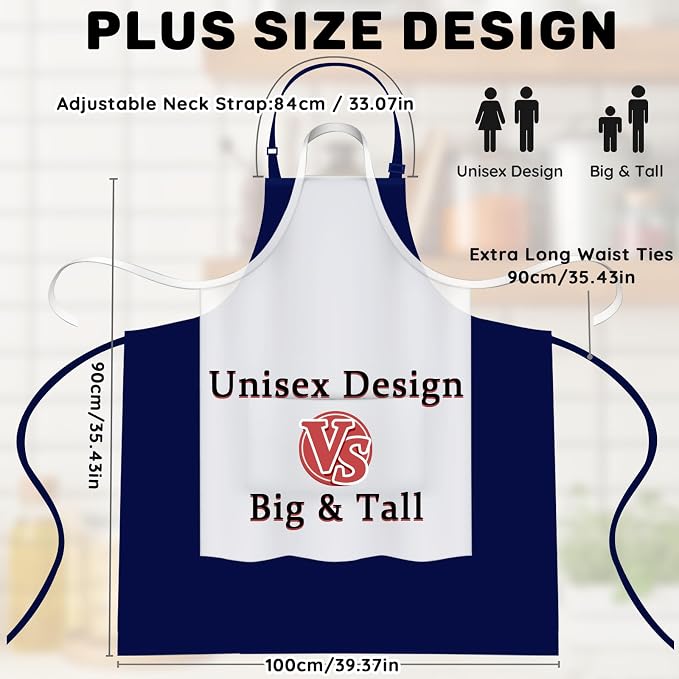 2 Pcs Plus Size Chef Apron, Unisex Professional Apron - Image 3