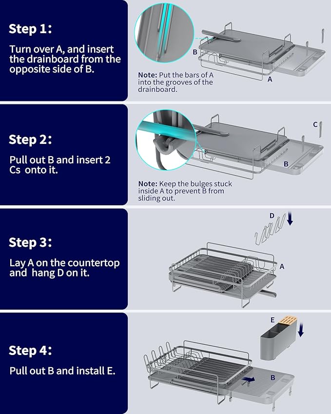 Kitsure Extendable Dish Drying Rack, Large Drying Dish Rack - Image 6