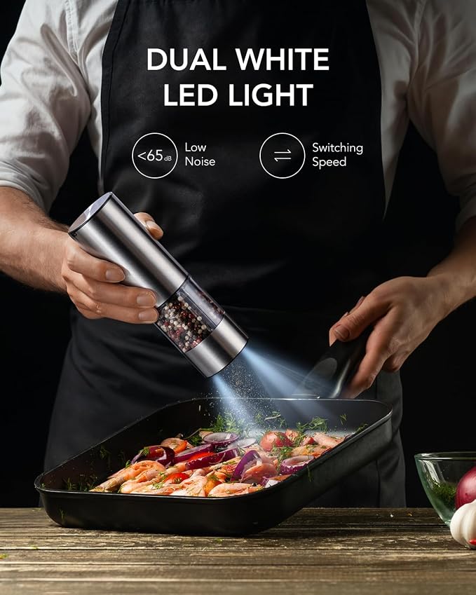 FORLIM Rechargeable Electric Salt and Pepper Grinder Set, Dual-Speed Control - Image 5