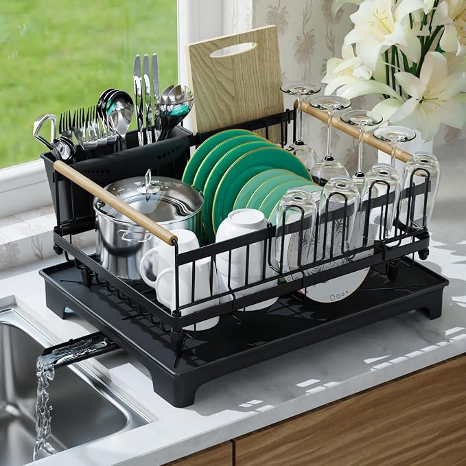 Dish Rack with Drainboard Large Capacity Anti-Rust Kitchen Counter Organizer by Utheinteck