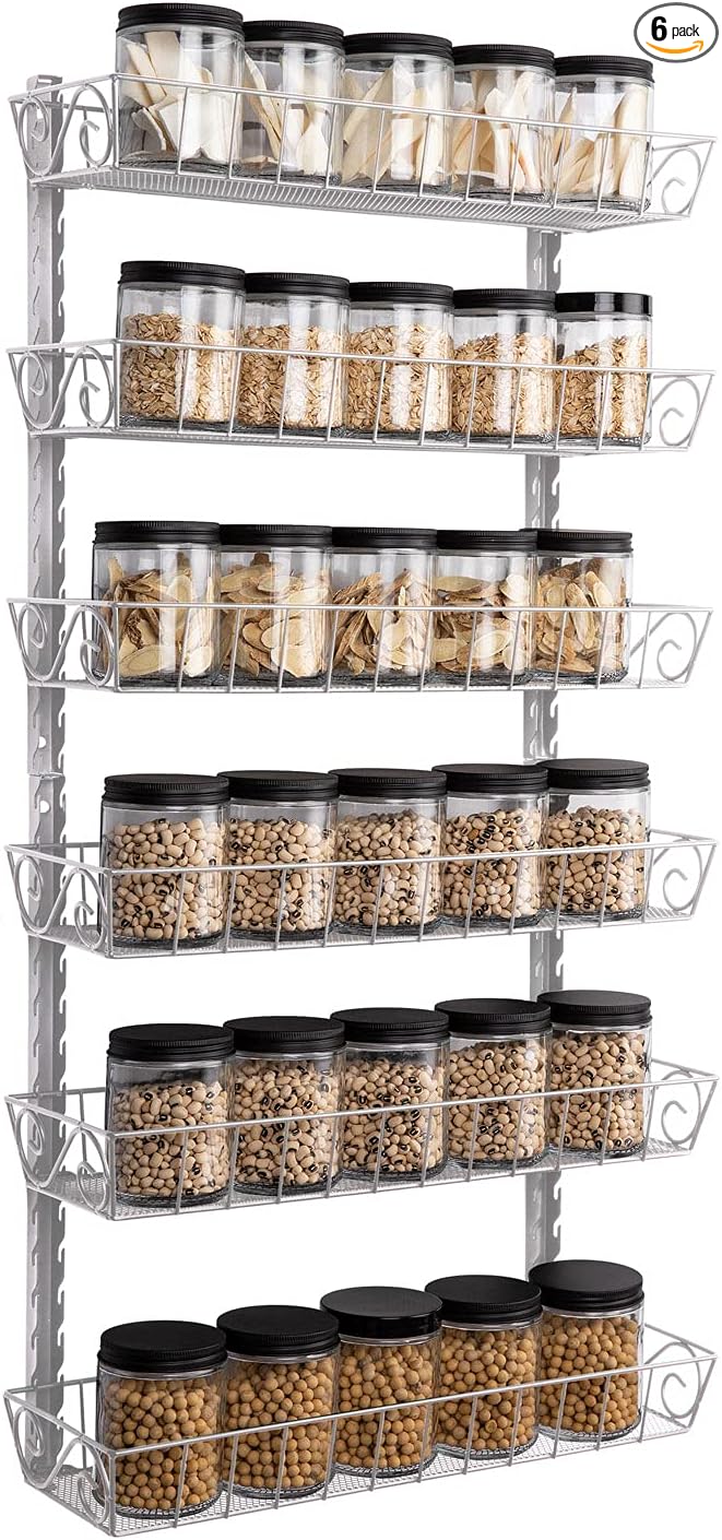 SWOMMOLY Adjustable Wall Mount Spice Rack, 6-Tier Dual-use Organizer by SWOMMOLY