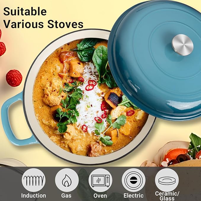 Enameled Cast Iron Dutch Oven, 3.8 Quart Dutch Oven Pot - Image 6