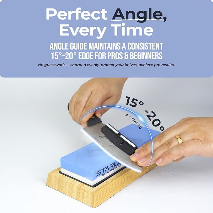 Premium Knife Sharpening Stone Set – Dual Grit Whetstones, Leather Strop - Image 4