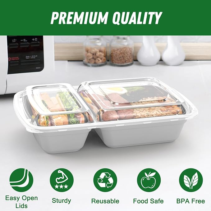 Dealusy 50 Pack 28 oz Meal Prep Containers Reusable - Image 3