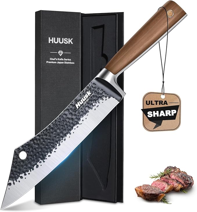 Huusk Grilling Gifts for Men Meat Cleaver Butcher Knife Hand Forged High Carbon by HuuskKnife